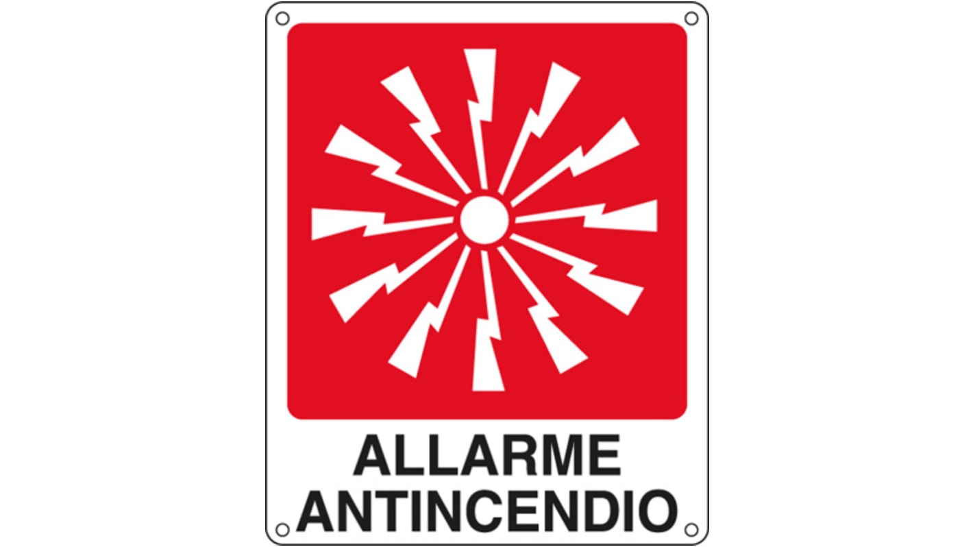 Segnale di sicurezza antincendio Cartelli Segnalatori "Allarme Antincendio, 310 mm x 250mm