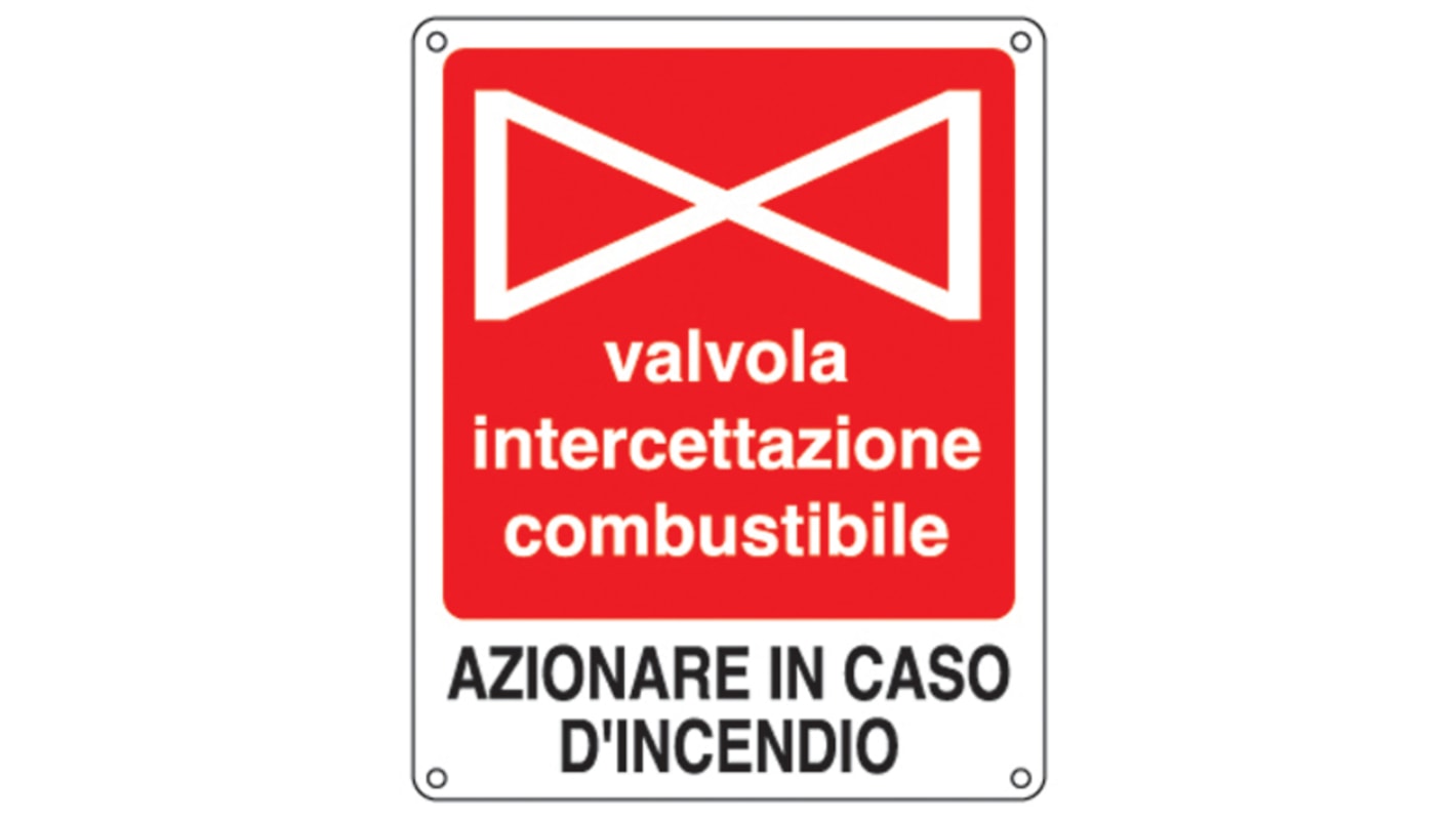 Segnale di sicurezza antincendio Cartelli Segnalatori "Valvola Intercettazione Combustibile, 310 mm x 250mm