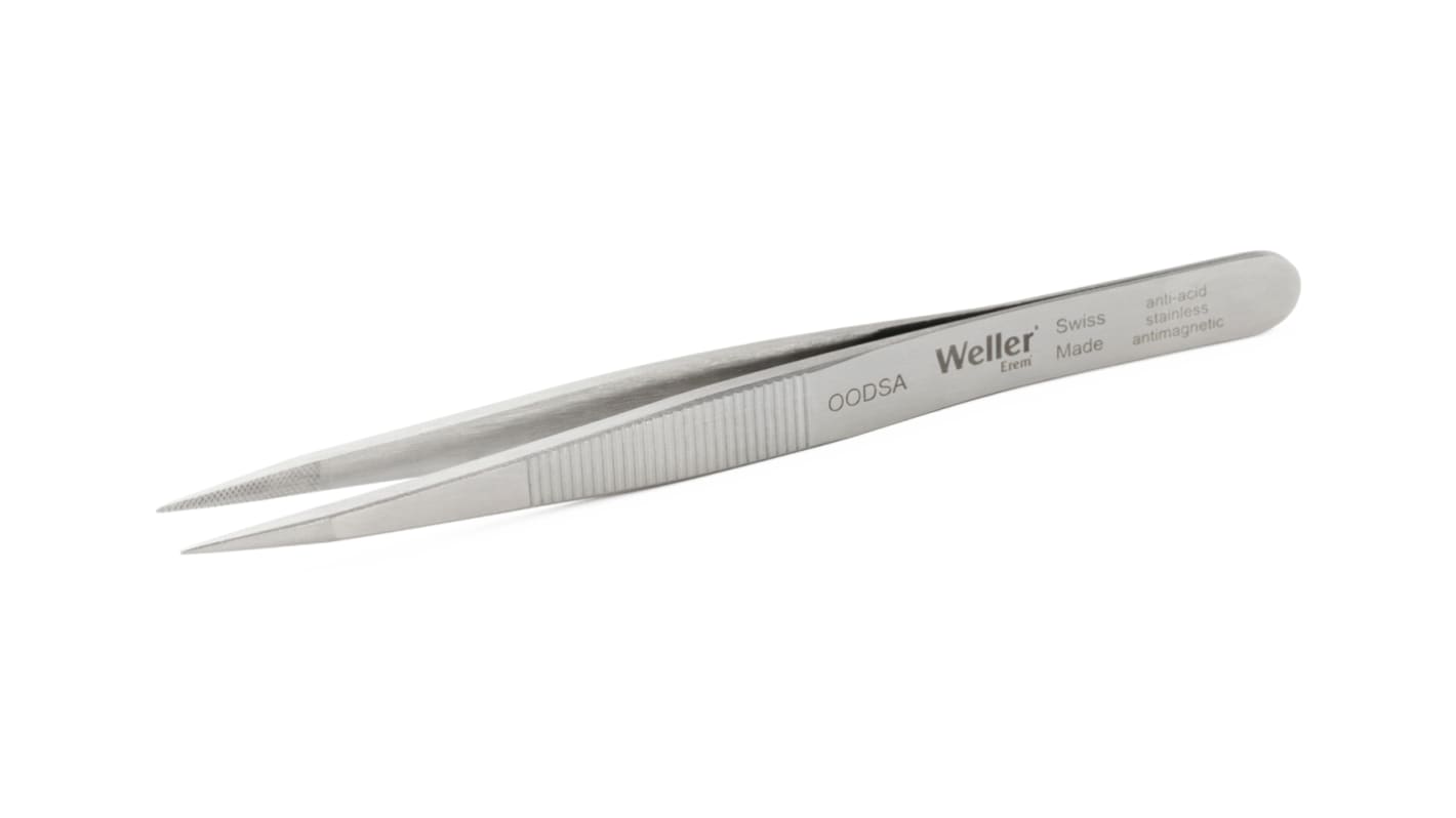 Brucelles Weller Erem 00DSA pointe Pointu, Dentelé intérieur en  en inox, L. 120 mm