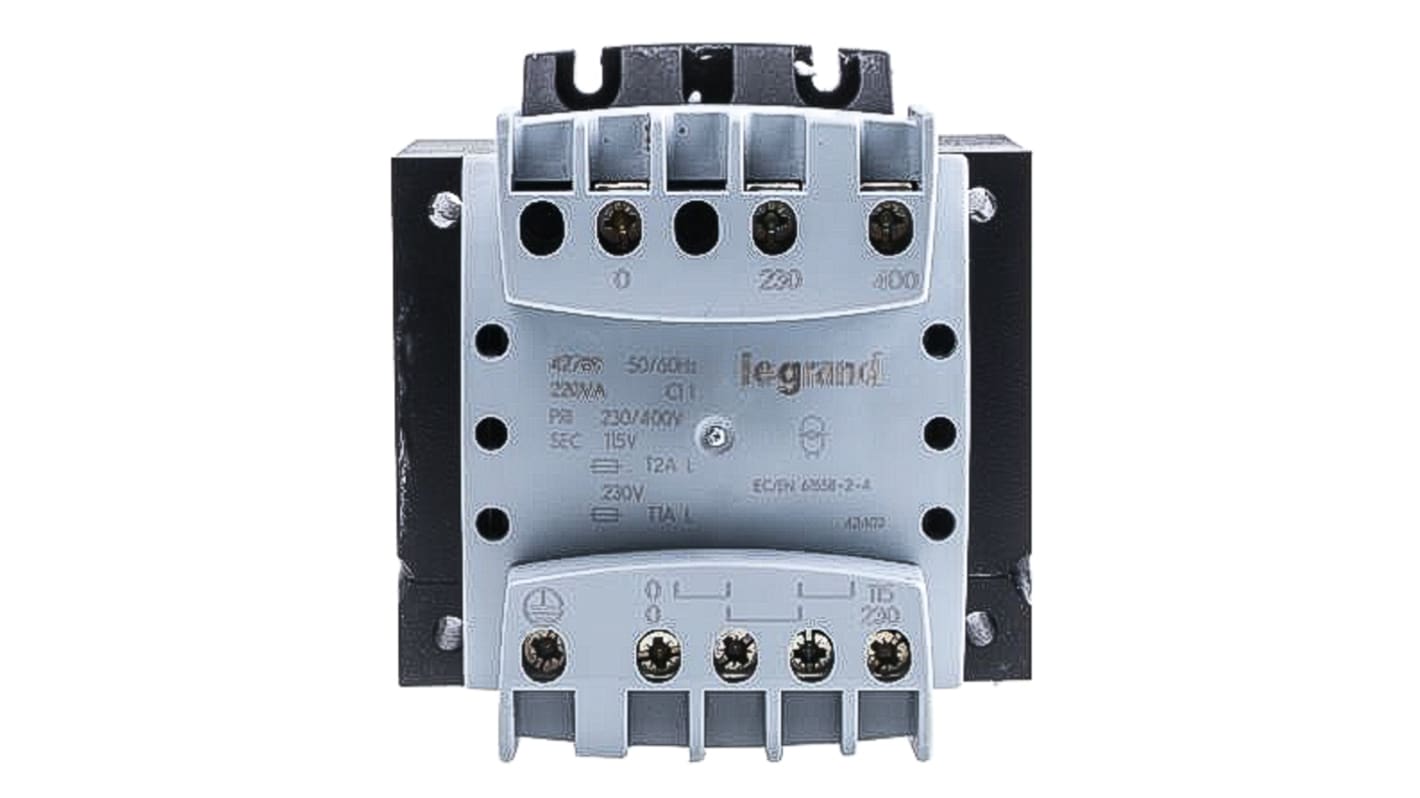 Trasformatore Legrand, primario 230 → 400V, secondario 115 → 230V, 220VA, 1 uscite, Pannello