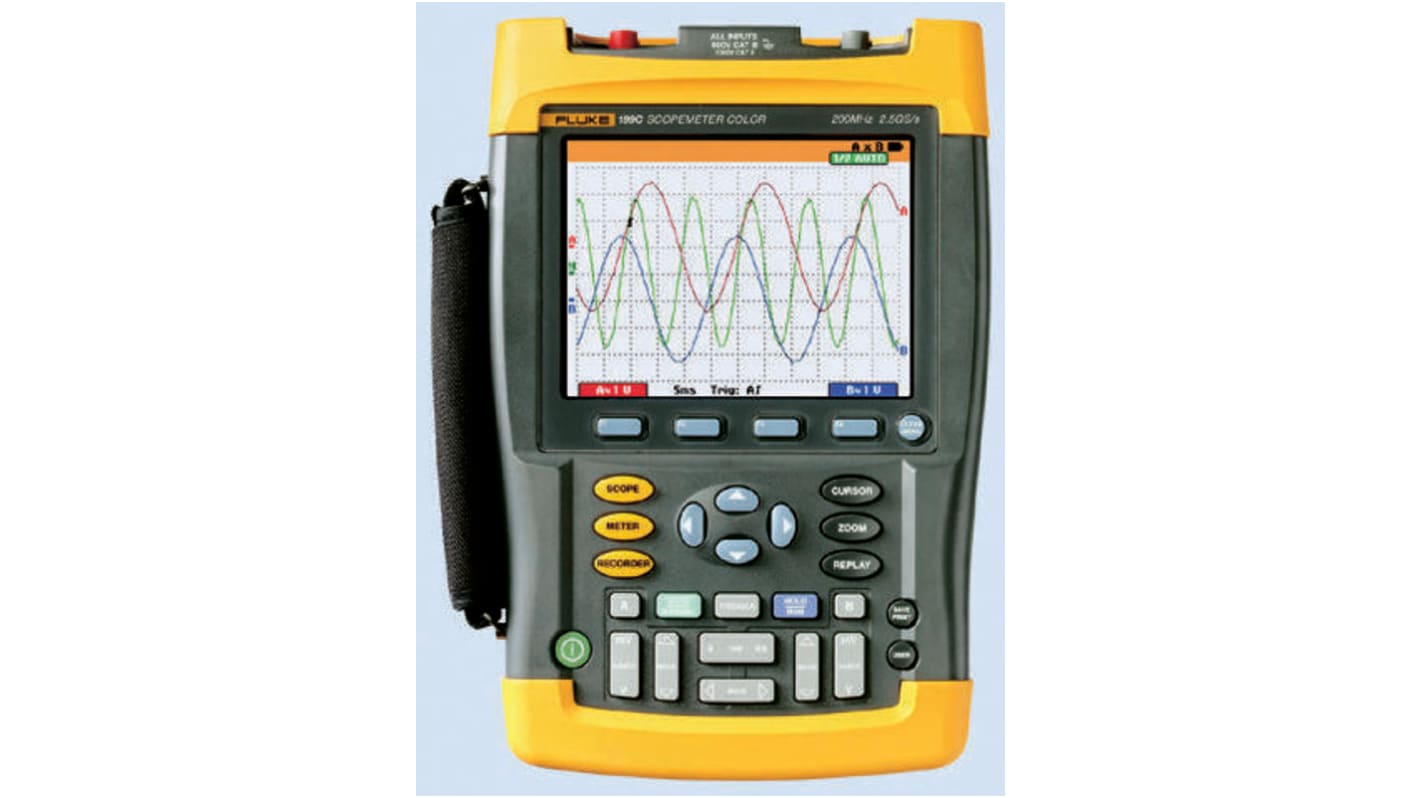 Fluke 196C 190C Series Handheld Digital Oscilloscope, 2 Analogue Channels, 100MHz