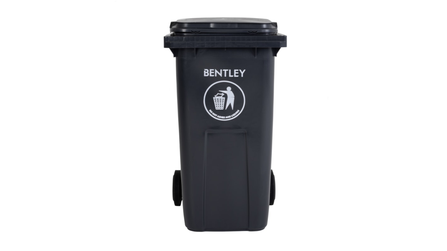 RS PRO 240L Black Flip Plastic Waste Bin