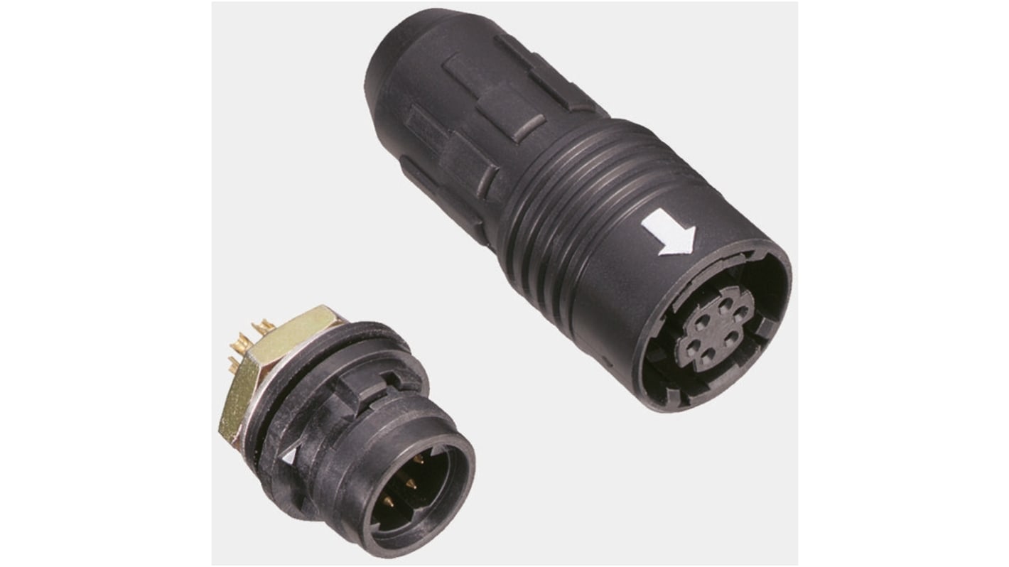 HR30 Cable Mount Miniature Connector Socket, 12 Way, 2A, IP67