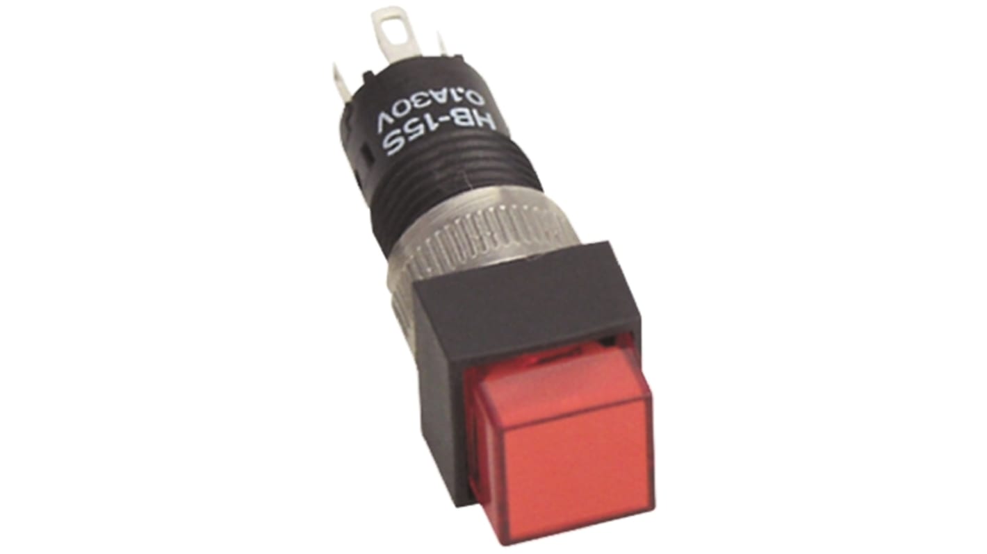 NKK Switches Illuminated Push Button Switch, Momentary, Panel Mount, 8mm Cutout, SPDT, Red LED