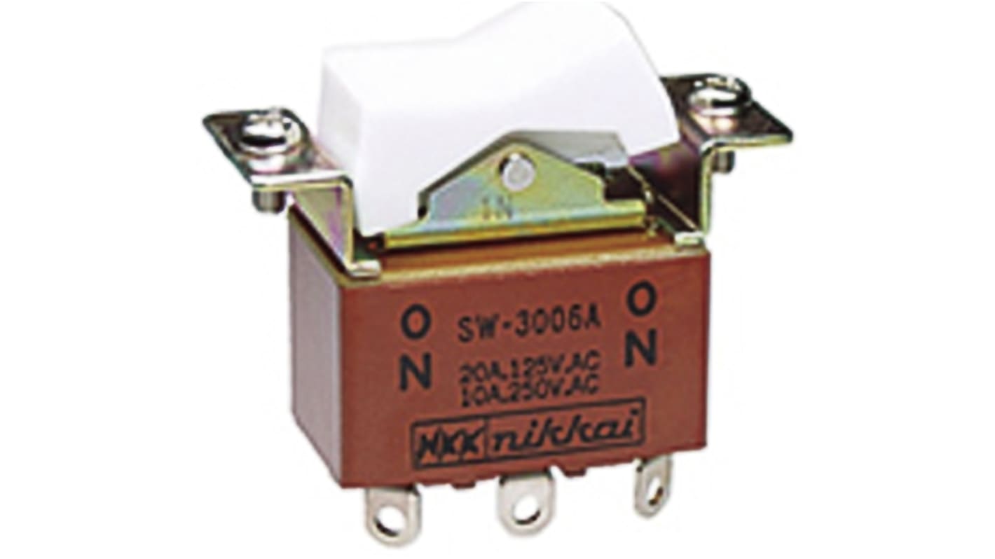 NKK Switches ロッカースイッチ DPDT イルミネーション：なし カットアウト幅：12.5mm SW-3006A