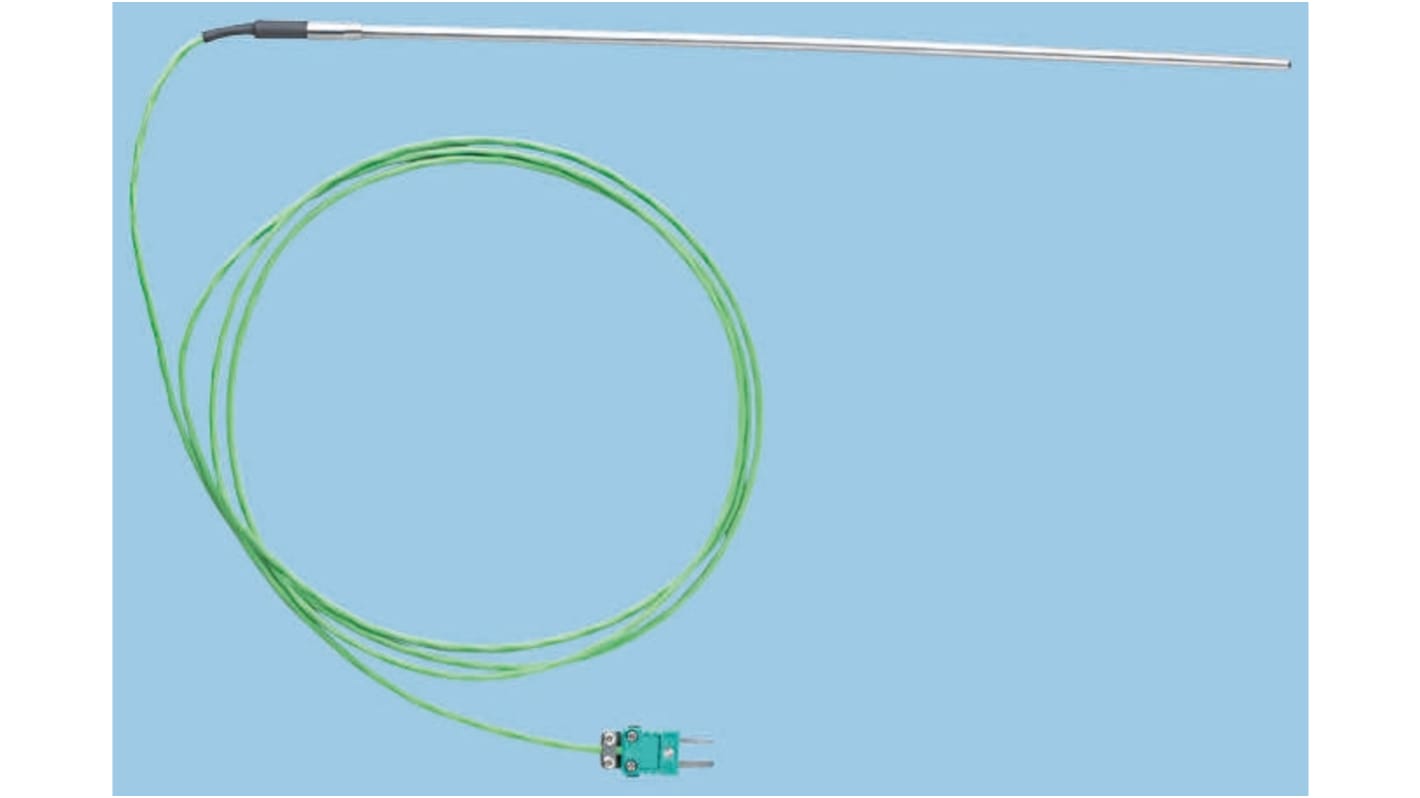 Termopar tipo K RS PRO, Ø sonda 4.5mm x 300mm, temp. máx +1200°C, cable de 3m, conexión , con conector miniatura