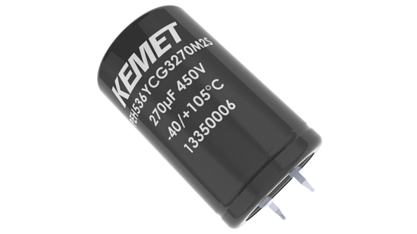 KEMET PEH536 Snap-In Aluminium-Elektrolyt Kondensator 220μF ±20% / 250V dc, Ø 22mm x 40mm x 40mm, bis 105°C
