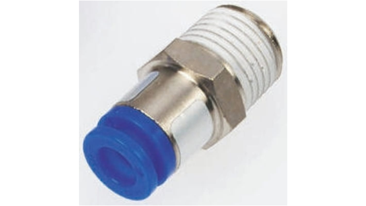 SMC KC Series Straight Threaded Adaptor, R 1/8 Male to Push In 4 mm, Threaded-to-Tube Connection Style