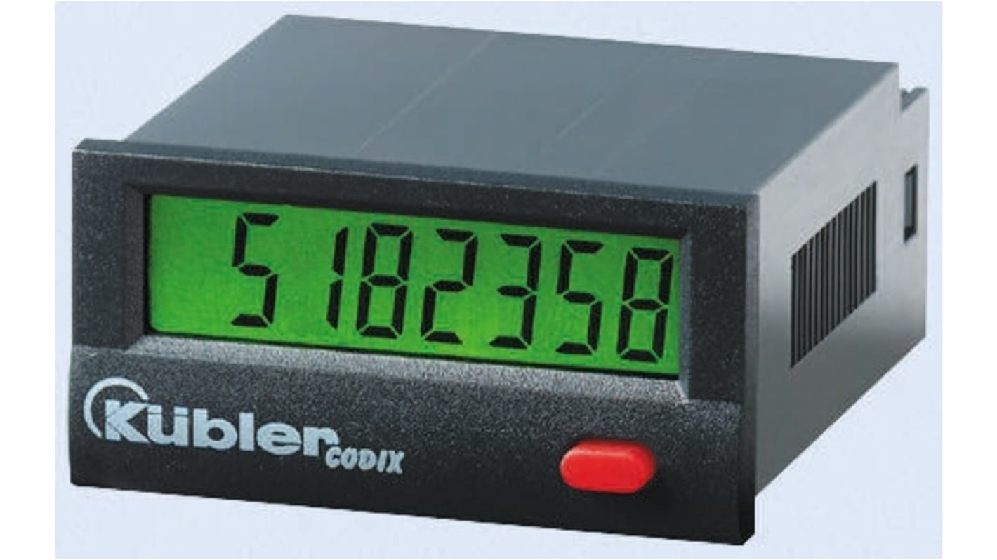 Kübler számláló, LCD kijelzős, 24 V DC, 8 számjegyű, -9999999 → 99999999
