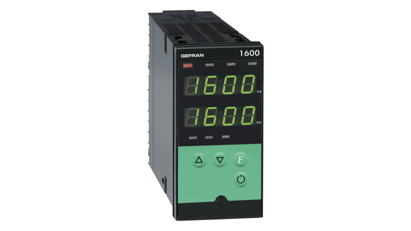 Controlador de temperatura PID Gefran serie 1600, 96 x 48 (1/8 DIN)mm, 100 / 240 Vac, 4 salidas Analógico, relé