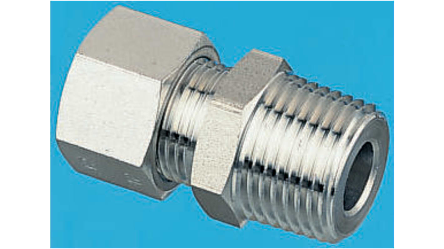 Legris LF3000 Series Straight Threaded Adaptor, NPT 1/8 Male to Push In 8 mm, Threaded-to-Tube Connection Style