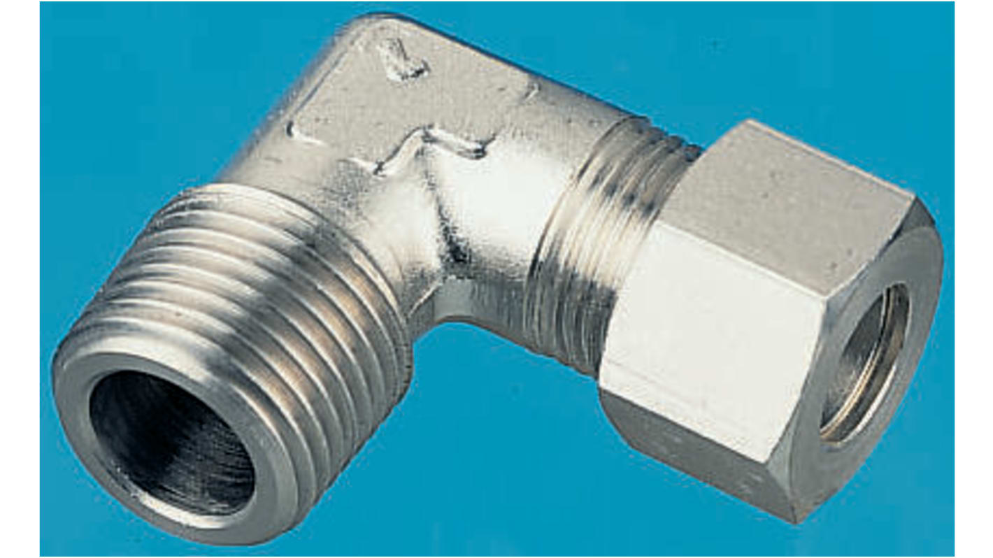 Legris Stainless Steel Pipe Fitting, 90° Elbow, Male BSPT 1/2in