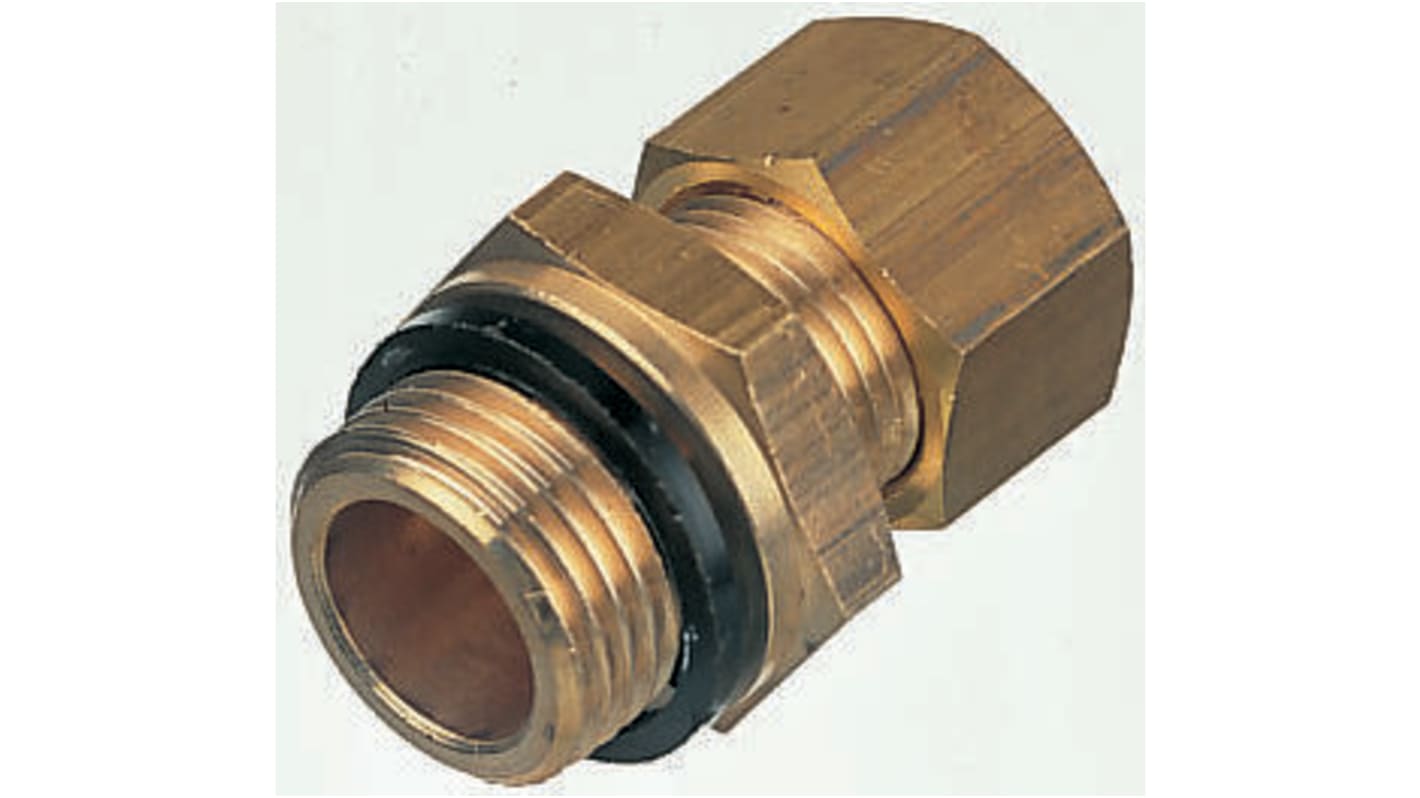 Legris Brass Pipe Fitting, Straight Compression Coupler, Male G 1/2in to Female 12mm