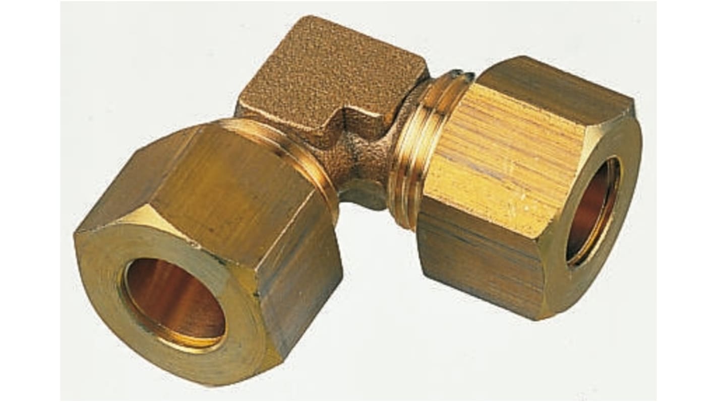 Legris Brass Pipe Fitting, 90° Compression Equal Elbow, Female to Female 8mm