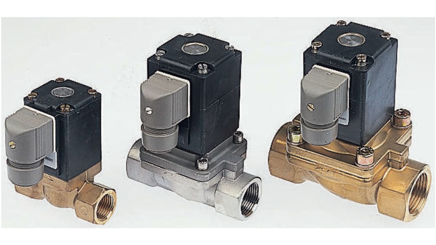 Válvula de solenoide Burkert 0290 de 2 puertos, Hembra H de 1 pulg., Piloto, NC de 110 Vac