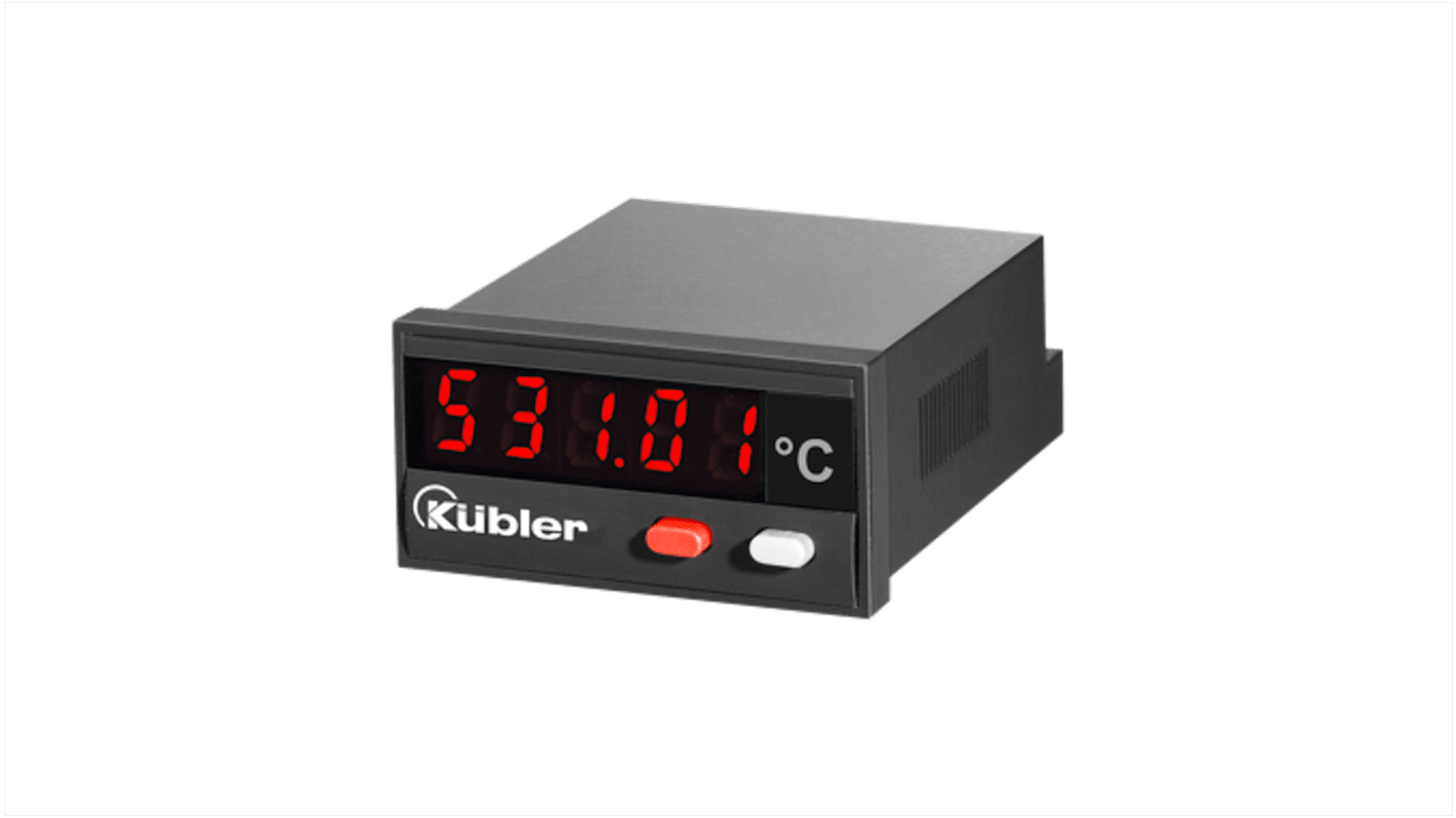 Wskaźnik temperatury Kübler Uz: 10 → 30 V dc wejście PT100 48 x 24 (1/32 DIN)mm
