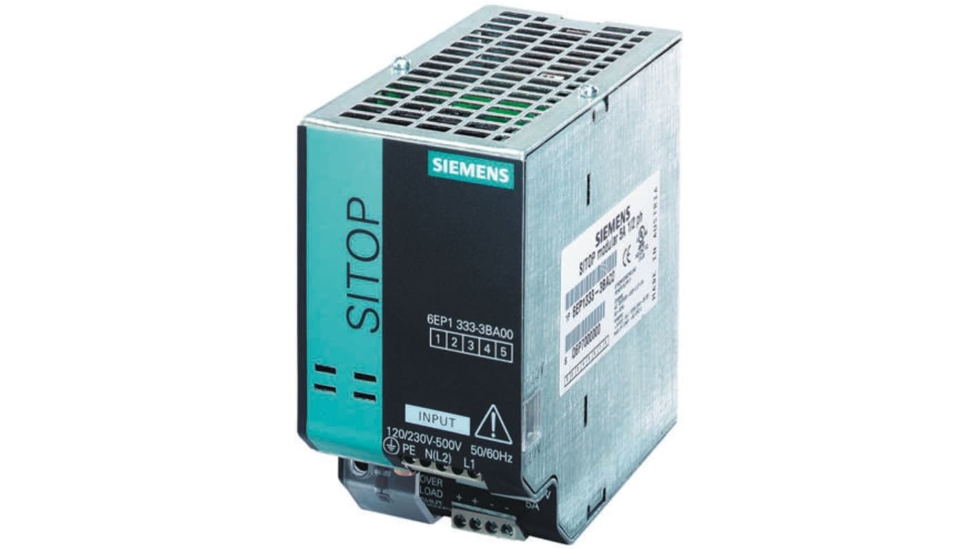 Siemens Switch Mode DIN Rail Panel Mount Power Supply, 5A Output, 120W