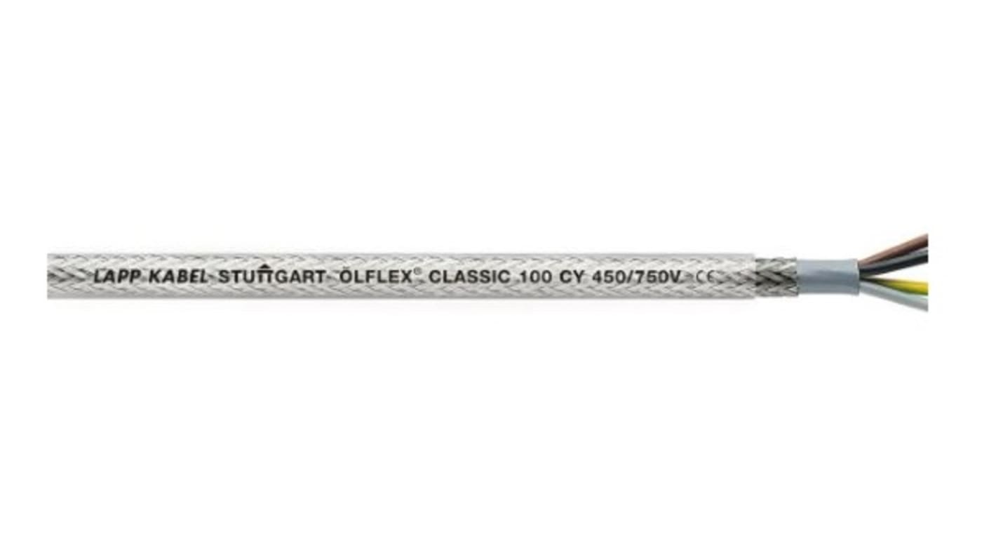 Lapp ÖLFLEX CLASSIC 100 CY CY Steuerkabel, 3-adrig x 2,5 mm² Transparent / 26 A, 50m, 13 AWG, Kupfergeflecht verzinnt