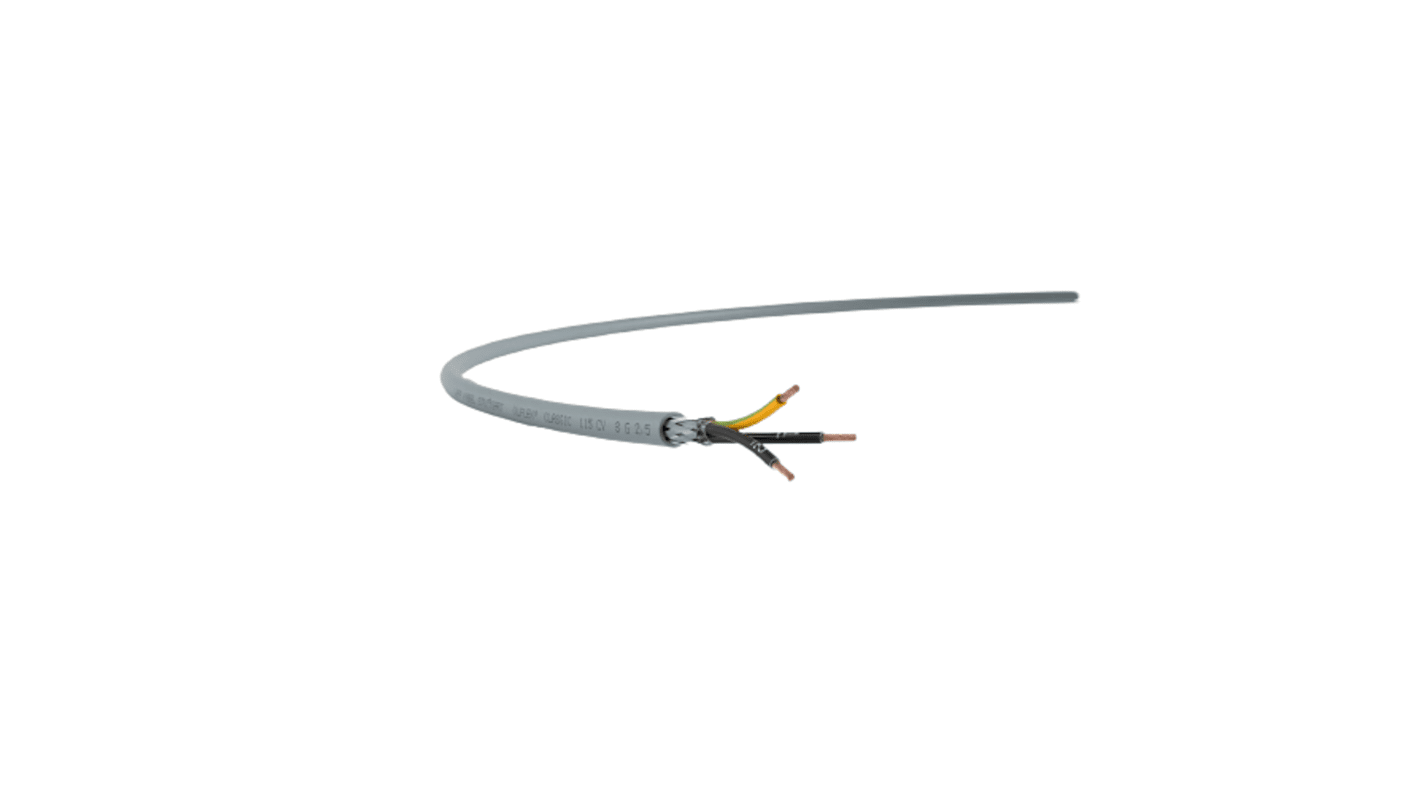 Lapp ÖLFLEX CLASSIC 115 CY Control Cable, 4 Cores, 1.5 mm², CY, Screened, 50m, Grey PVC Sheath, 16 AWG