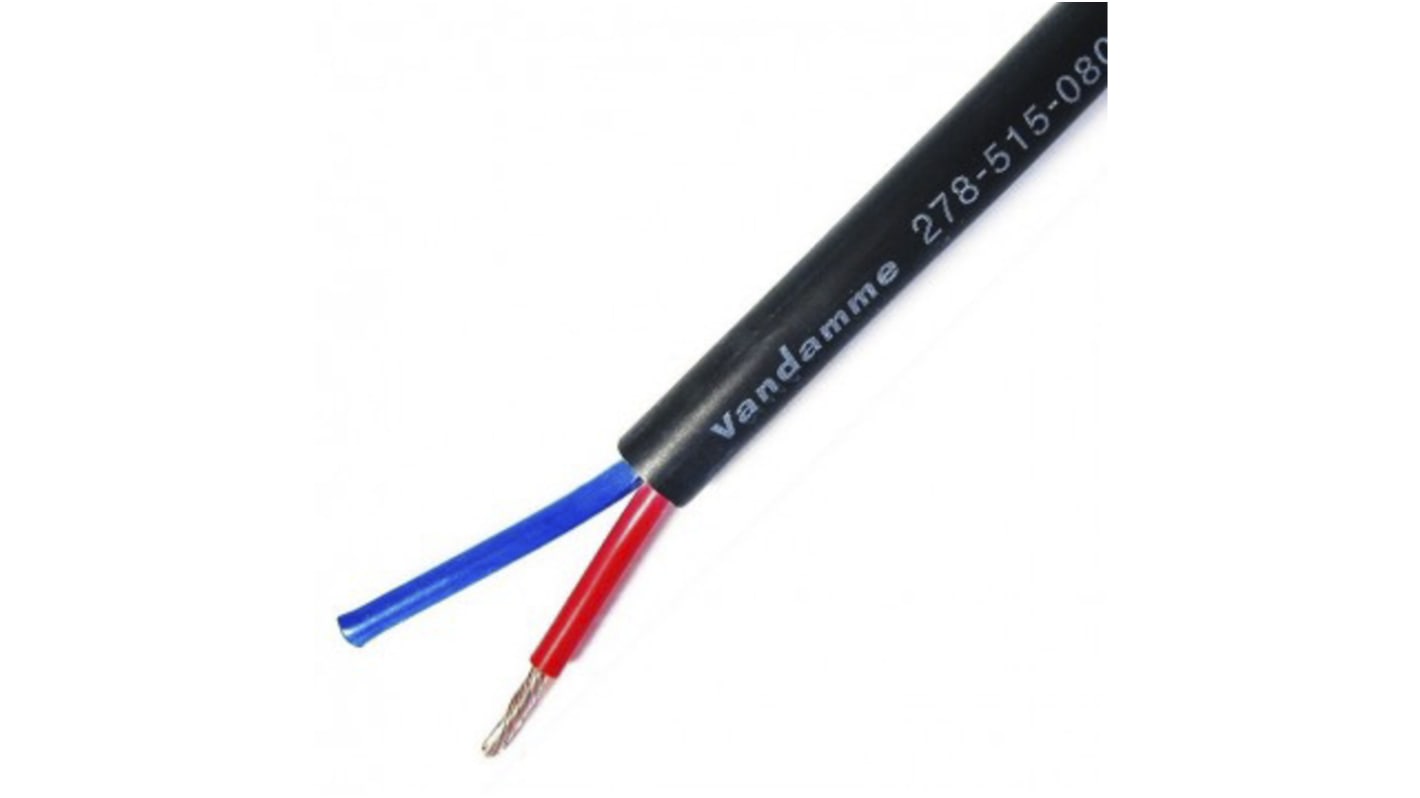 278515080 Van Damme 2 Core Speaker Cable, 1.5 mm² CSA, 6.6mm od