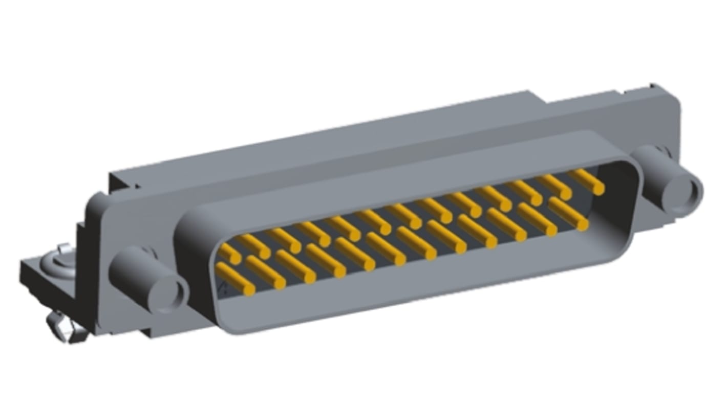 TE Connectivity Amplimite HD-20 Sub-D Steckverbinder Stecker abgewinkelt, 25-polig / Raster 2.76mm, Durchsteckmontage