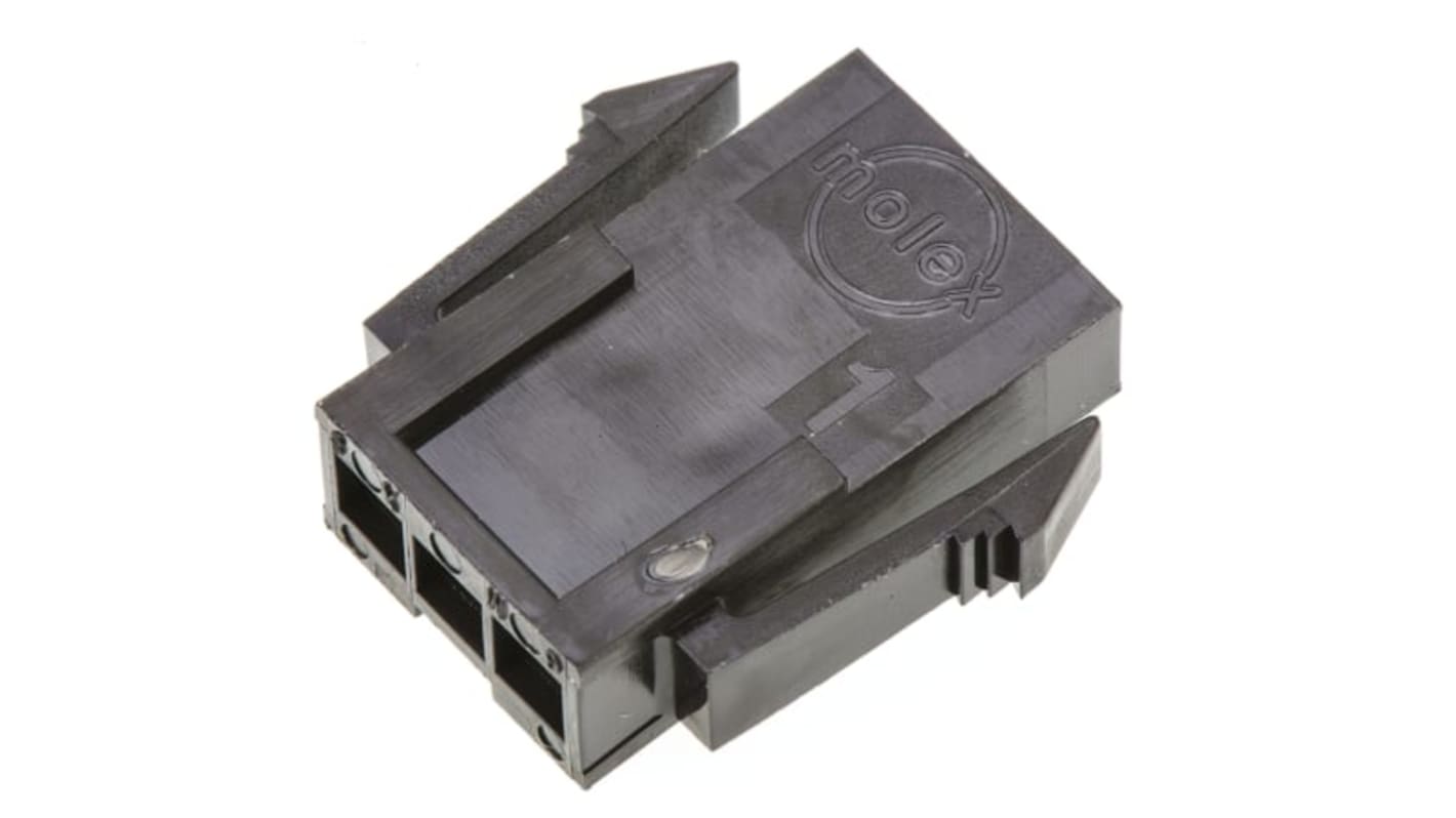 Carcasa de conector Molex 43640-0300, Serie Micro-Fit 3.0, paso: 3mm, 3 contactos, , 1 fila filas, Recto, Macho,