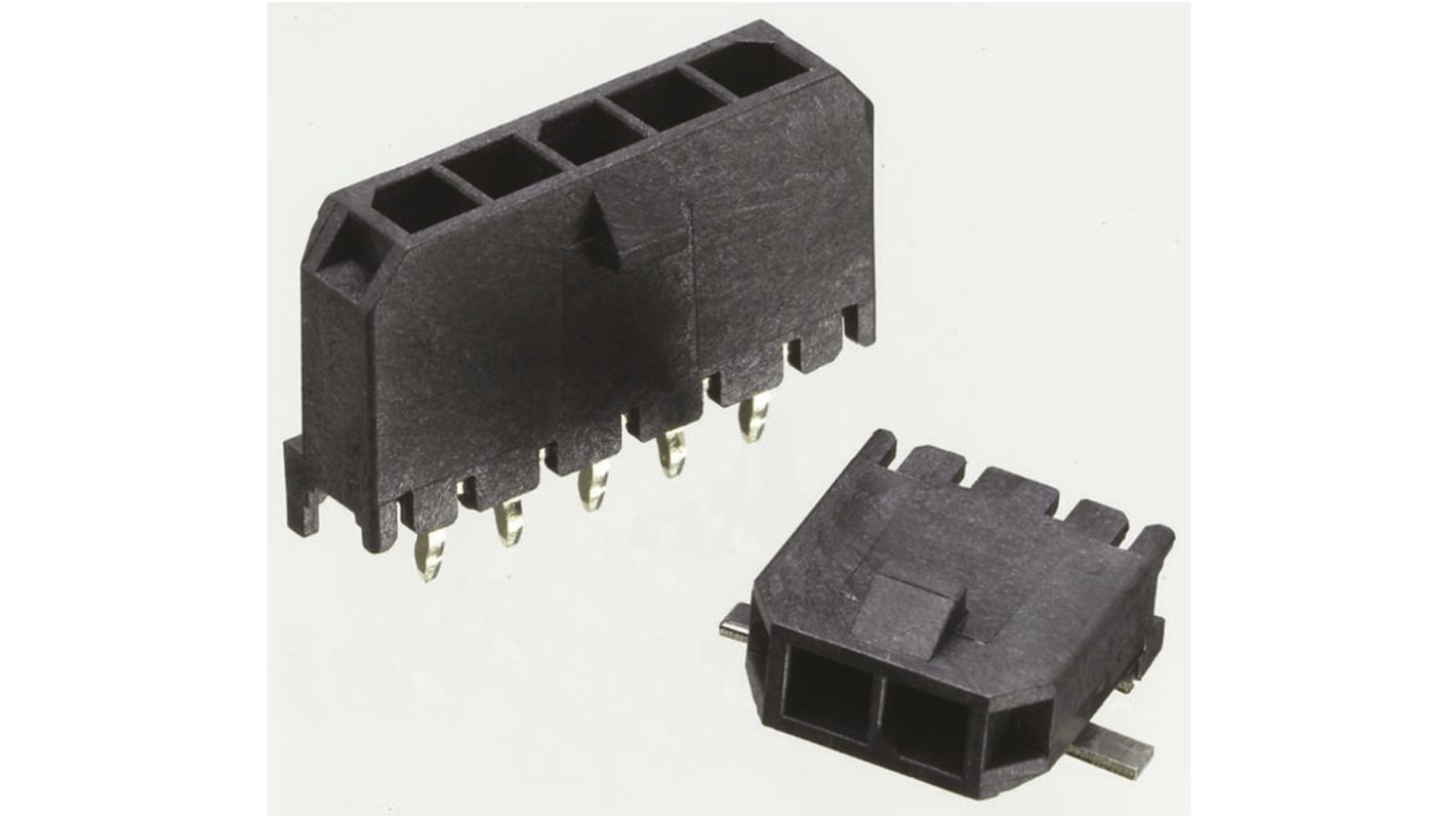 Molex Micro-Fit 3.0 Series Straight Through Hole PCB Header, 6 Contact(s), 3.0mm Pitch, 1 Row(s), Shrouded