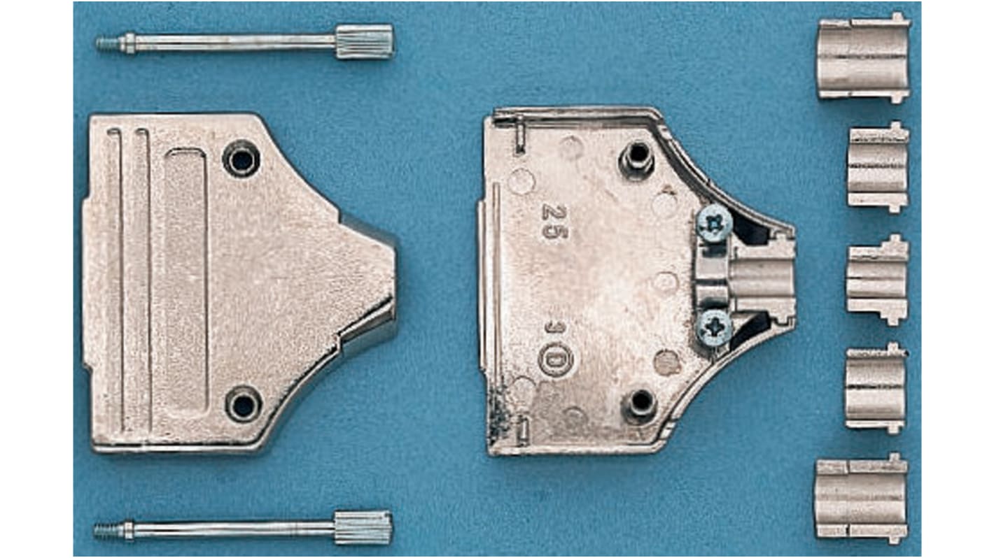 Carcasa de conector D Sub SérieMHDM35, En Ángulo, 37 contactos Zinc, Plateado, C