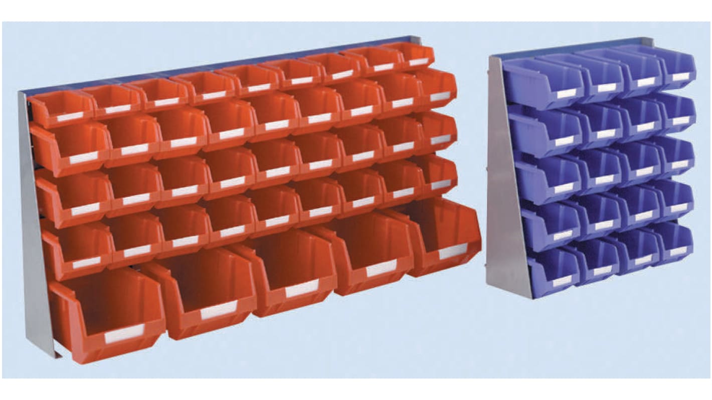 RS PRO PP Storage Bin, 500mm x 500mm, Grey, Red RS