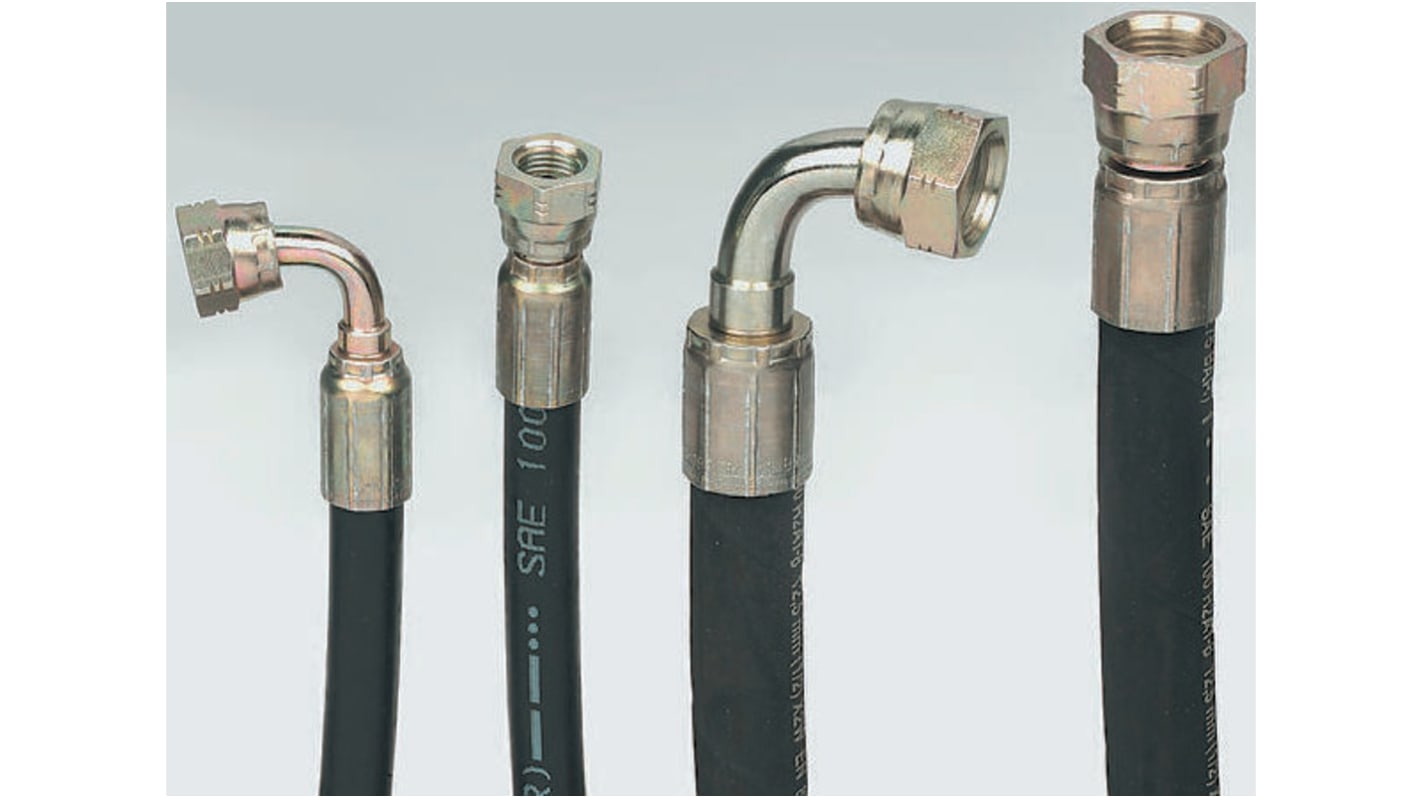 4485916 Parker 1800mm Synthetic Rubber Hydraulic Hose Assembly, 400 bar Max Pressure RS