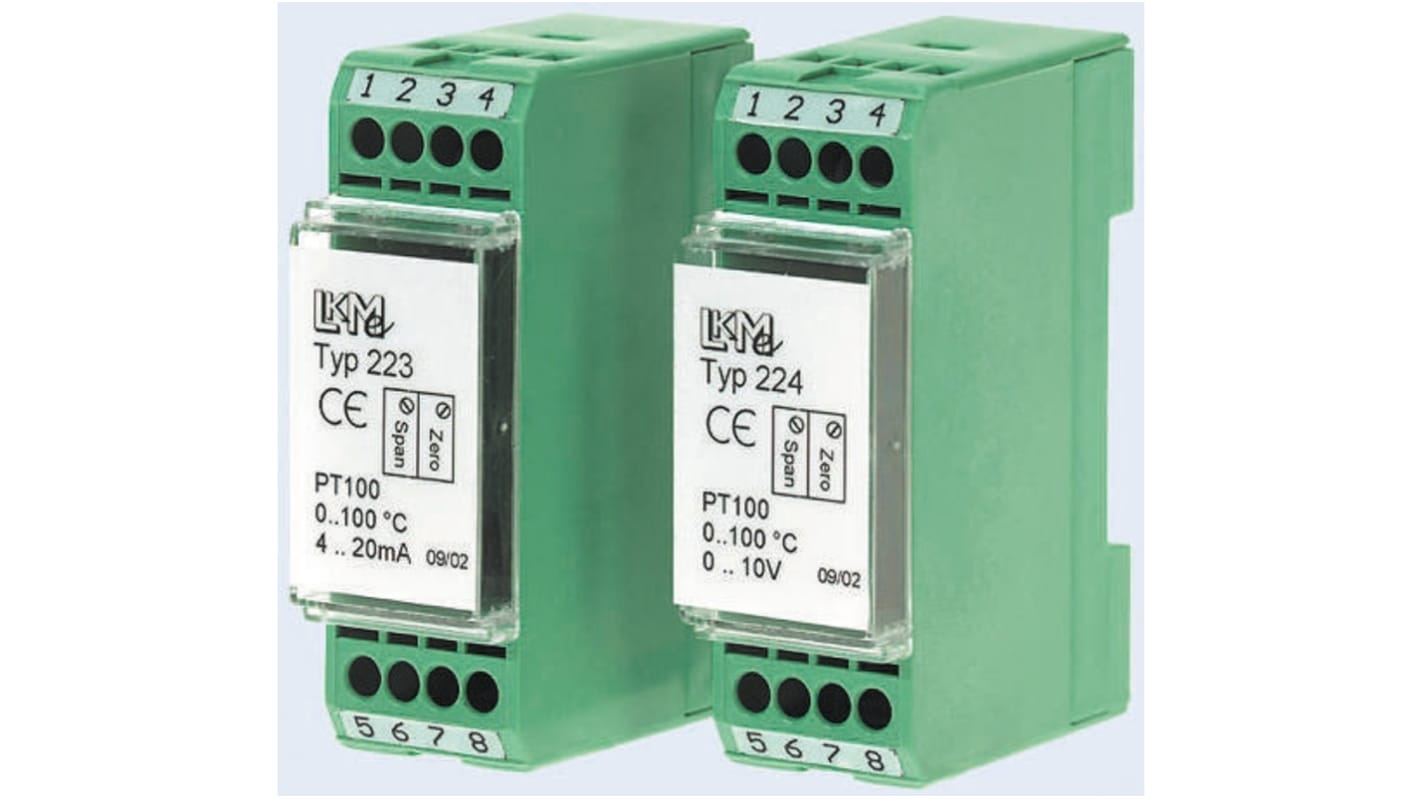 Transmisor de temperatura LKMelectronic serie LKM 223, rango temp: -30°C → +70°C, para PT100, 24 V