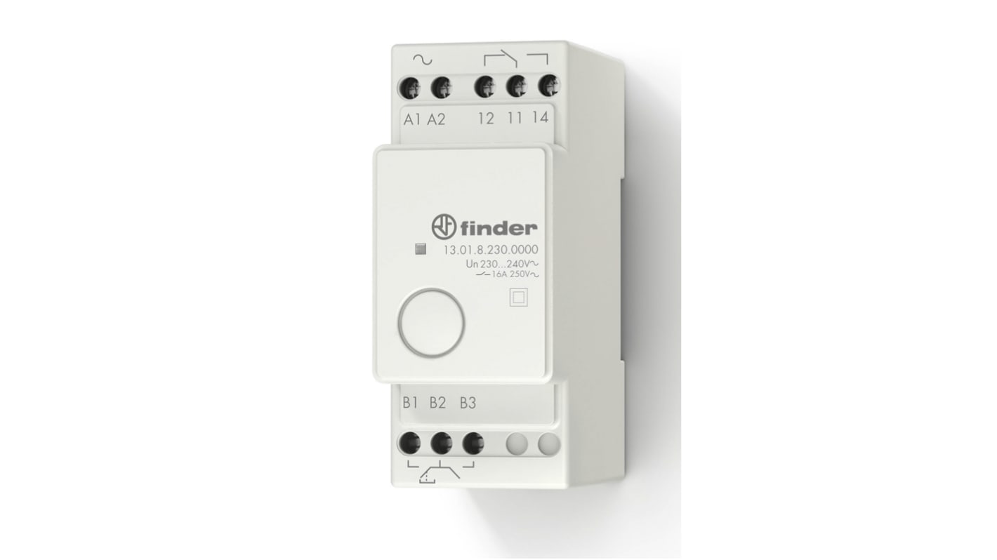 Relé de potencia sin enclavamiento Finder 13 Series de 1 polo, SPDT, bobina 24V ac/dc, 16A, Carril DIN