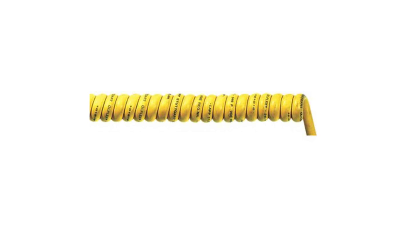 Lapp 2 Core Power Cable, 0.75 mm², 600mm, Yellow Polyurethane PUR Sheath, Coiled, 500 V