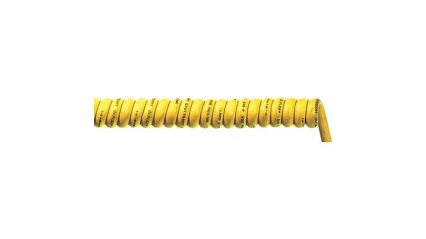 Lapp 3 Core Power Cable, 1.5 mm², 1.5m, Yellow Polyurethane PUR Sheath, Coiled, 750 V