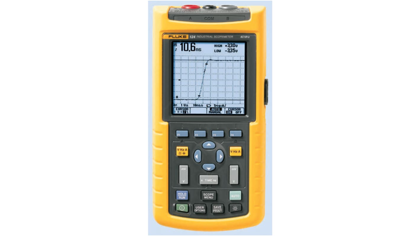 Fluke 124 120 Series Handheld Digital Oscilloscope, 2 Analogue Channels, 40MHz