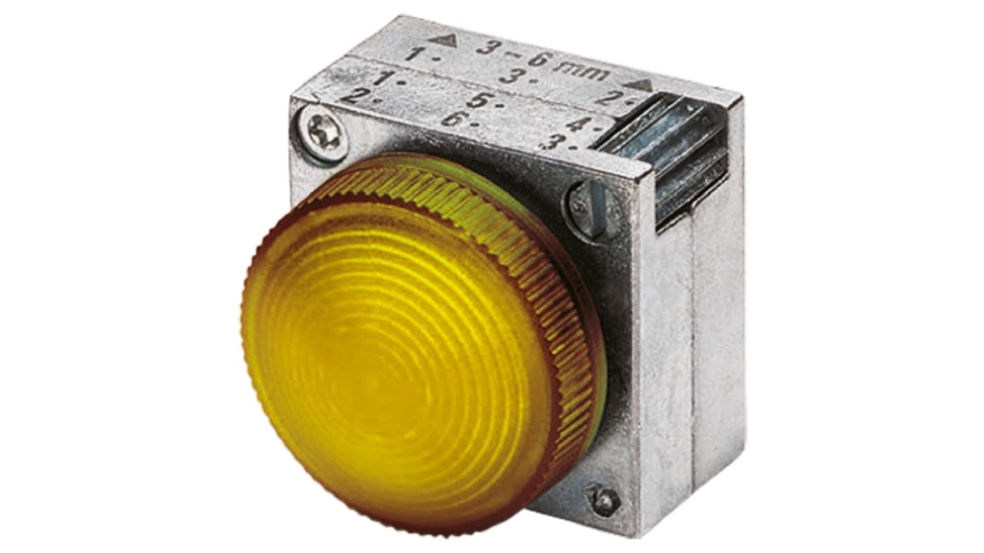Światło kontrolne – reflektor, seria: 3SB3, kolor: Żółty, otwór: 22mm, IP67, Montaż panelowy