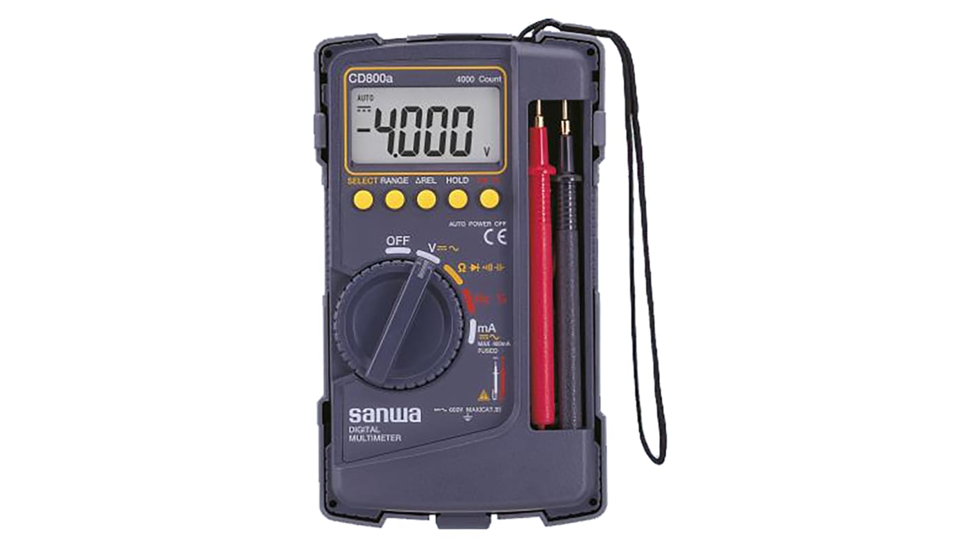 CD800A Handheld Digital Multimeter, 400mA ac Max, 400mA dc Max, 600V ac Max