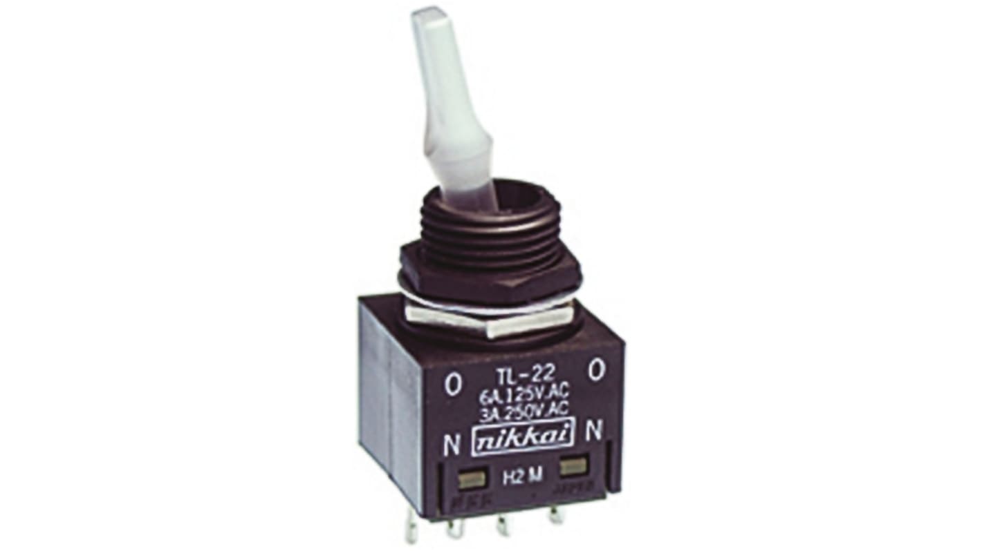 NKK Switches Toggle Switch, Panel Mount, Latching, DPDT, Solder Terminal