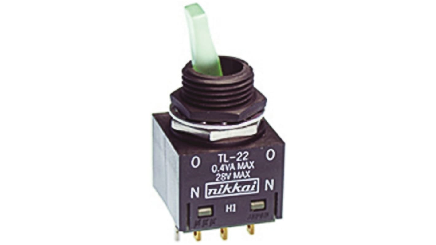 NKK Switches Toggle Switch, Panel Mount, On-On, DPDT, Solder Terminal