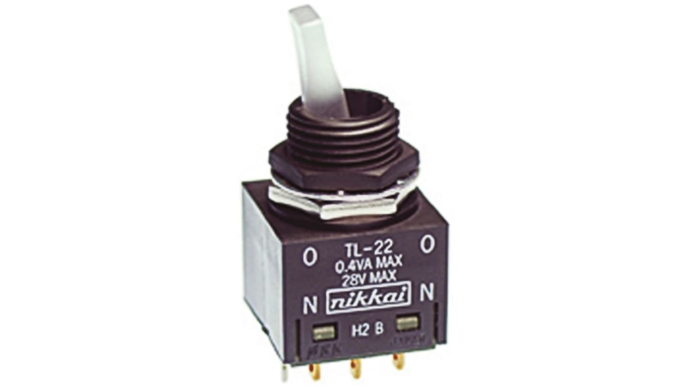 NKK Switches Toggle Switch, Panel Mount, Latching, DPDT, Solder Terminal