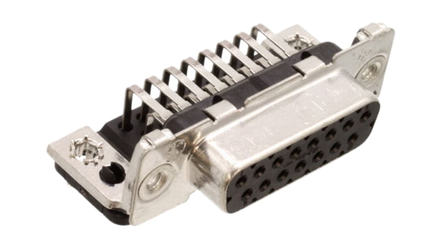 Conector D-sub TE Connectivity, Serie Amplimite HD-20, paso 2.74mm, Ángulo de 90° , Montaje en orificio pasante,