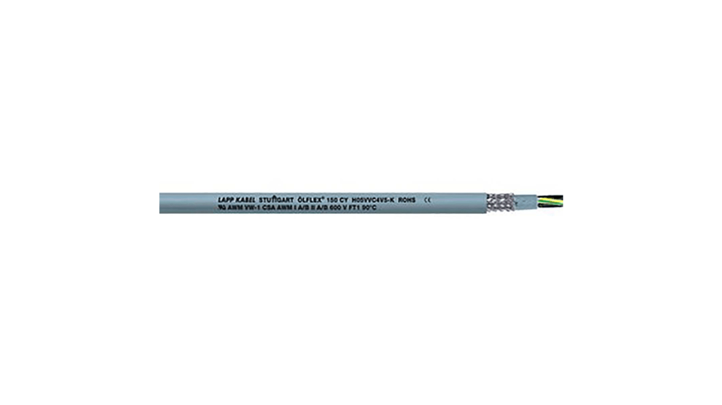 Lapp ÖLFLEX CLASSIC 150 CY Control Cable, 5 Cores, 0.75 mm², CY, Screened, 50m, Grey PVC Sheath, 18 AWG