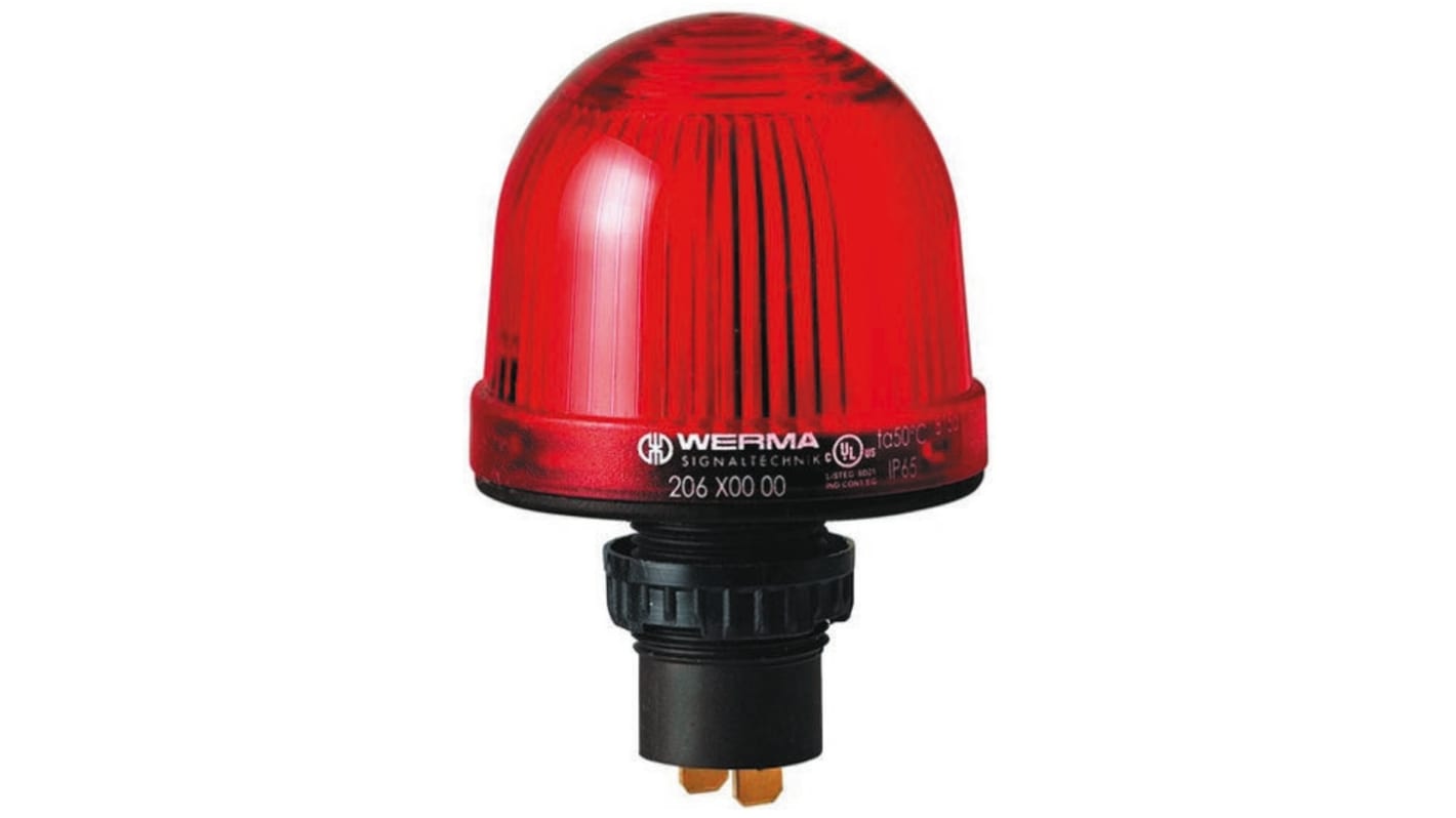 Werma EM 208 Series Red Flashing Beacon, 230 V ac, Panel Mount, Xenon Bulb