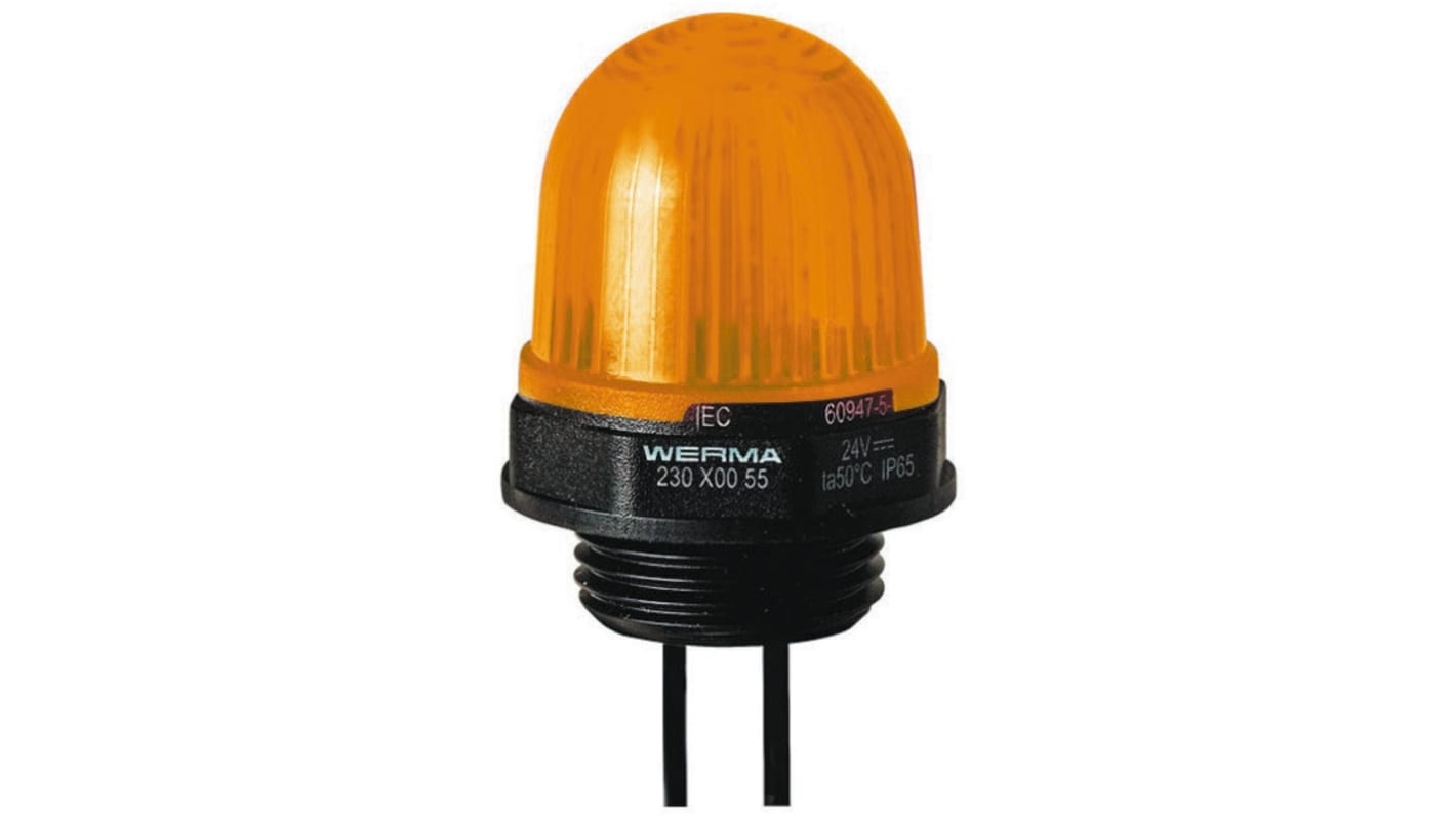 Werma EM 230, LED Dauer Signalleuchte Gelb, 24 V dc, Ø 29mm x 154mm