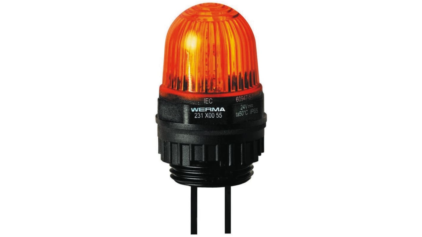 Indicador luminoso Werma serie EM 231, efecto Constante, LED, Amarillo, alim. 24 V dc