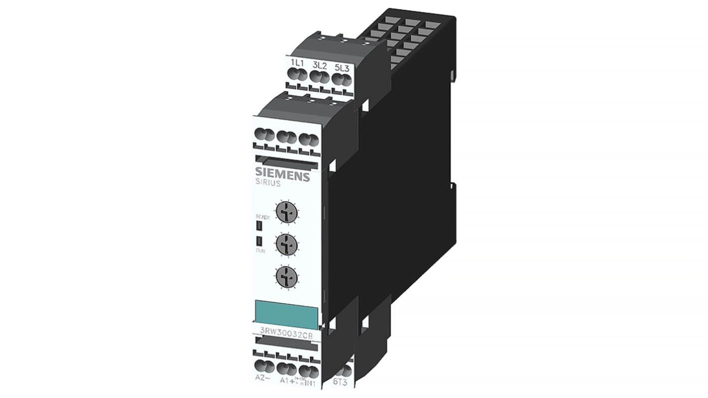 Arrancador suave Siemens 3RW30, 3 A, 400 V CA, 1,1 kW, trifásico, IP20