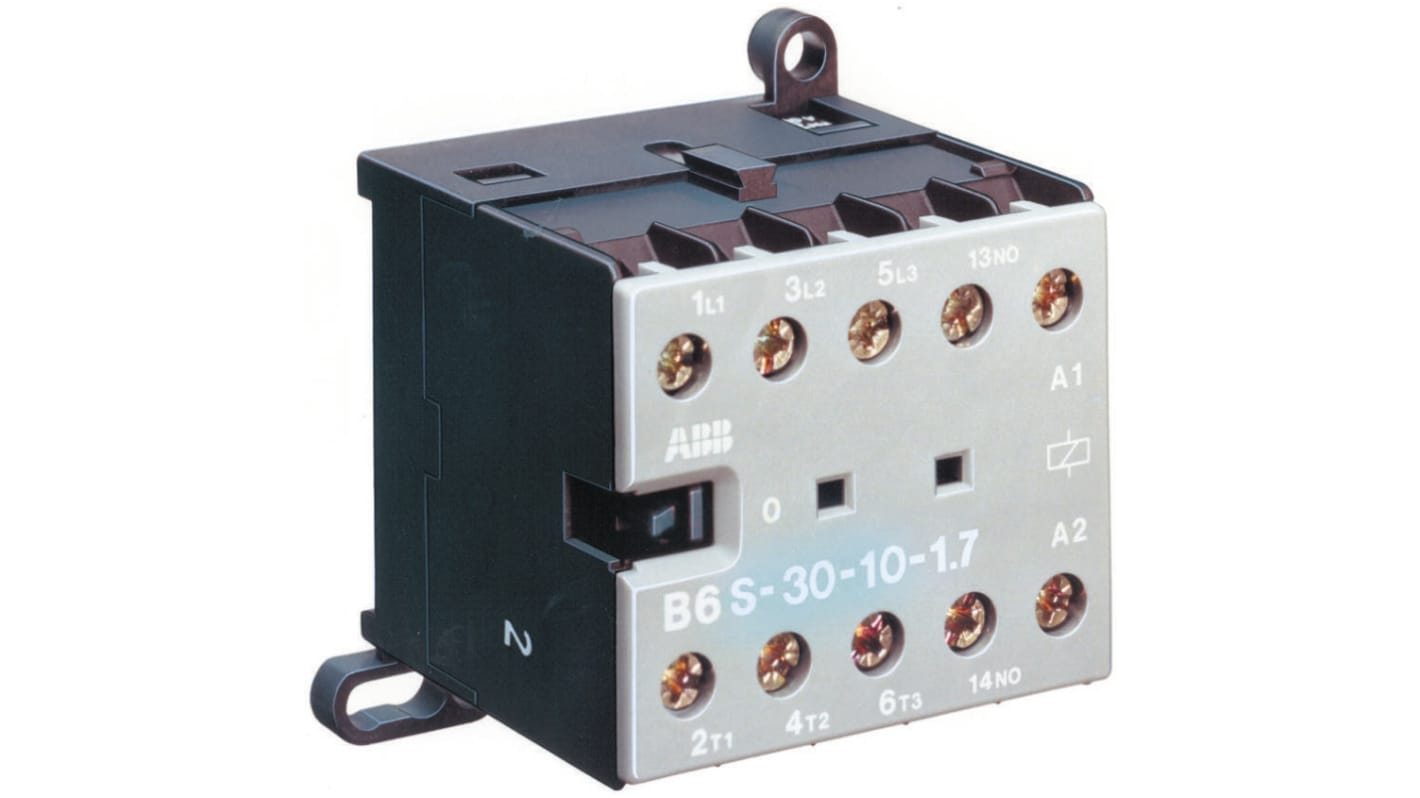 Contattore ABB, serie B, 3 poli, 3 NA, 20 A, 5,5 kW, bobina 24 V c.c.