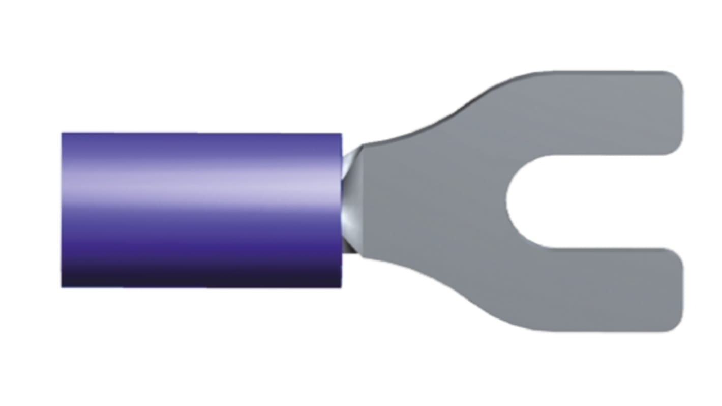 TE Connectivity PIDG Blau Isoliert Gabelkabelschuh B. 9.78mm Nylon, min. 1.25mm², max. 2mm² 16AWG 14AWG, Nicht ummantelt