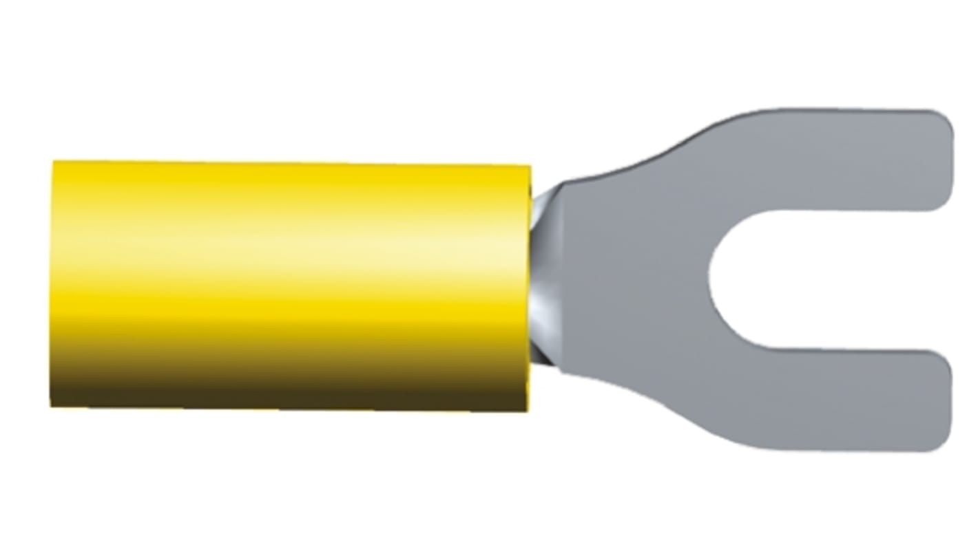 Cosse à fourche à sertir TE Connectivity série PIDG Isolée, Jaune 10AWG 6.6mm² 12AWG 2.6mm²