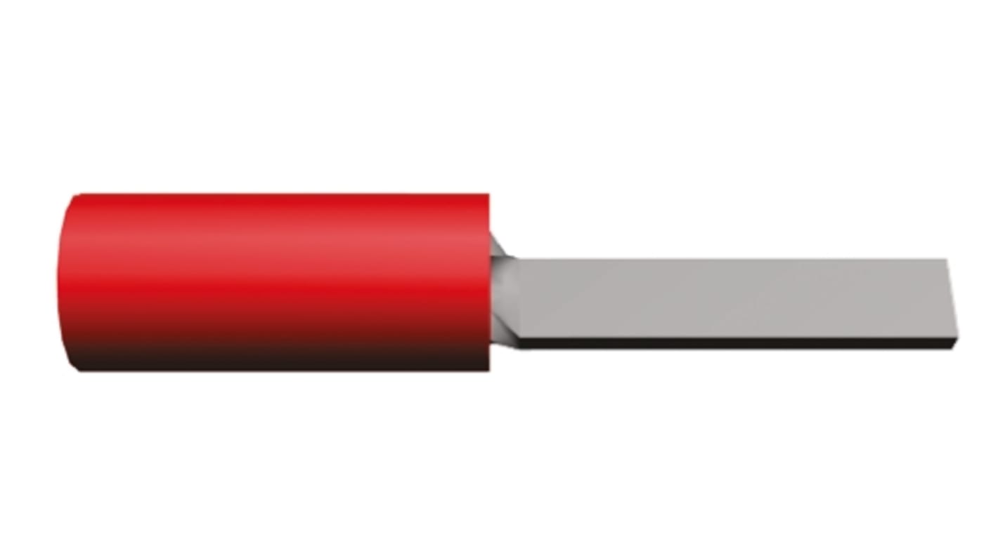 TE Connectivity, PIDG Insulated Crimp Blade Terminal 12mm Blade Length, 0.26mm² to 1.65mm², 22AWG to 16AWG, Red